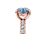 Rose gold Fancy Blue Round Cut Diamond Pavé Solitaire Ring with Round Band and Prong Setting_29