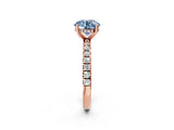 Rose gold Fancy Blue Round Cut Diamond Pave Band Solitaire Ring with Four-Prong Setting_60