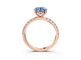 Rose gold Fancy Blue Round Cut Diamond Pave Band Solitaire Ring with Four-Prong Setting_61