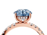 Rose gold Fancy Blue Round Cut Diamond Pave Band Solitaire Ring with Four-Prong Setting_62