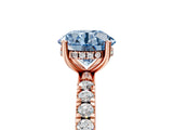 Rose gold Fancy Blue Round Cut Diamond Pave Band Solitaire Ring with Four-Prong Setting_63