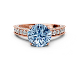 Rose gold Fancy Blue Round  Cut Diamond Pave Band with Four-Prong Setting_36