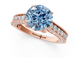 Rose gold Fancy Blue Round  Cut Diamond Pave Band with Four-Prong Setting_37