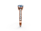 Rose gold Fancy Blue Round  Cut Diamond Pave Band with Four-Prong Setting_38