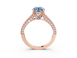 Rose gold Fancy Blue Round  Cut Diamond Pave Band with Four-Prong Setting_39