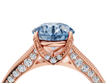 Rose gold Fancy Blue Round  Cut Diamond Pave Band with Four-Prong Setting_40
