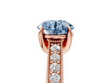 Rose gold Fancy Blue Round  Cut Diamond Pave Band with Four-Prong Setting_41