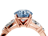 Rose gold Fancy Blue Round  Cut Diamond Ring with Baguette Side Stones, Channel Set Band, and Four-Prong Setting_40