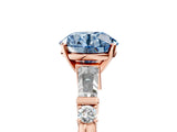 Rose gold Fancy Blue Round  Cut Diamond Ring with Baguette Side Stones, Channel Set Band, and Four-Prong Setting_41