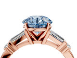Rose gold Fancy Blue Round  Cut Diamond Ring with Baguette Side Stones, Channel Set Band, and Four-Prong Setting_7