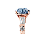 Rose gold Fancy Blue Round  Cut Diamond Ring with Baguette Side Stones, Channel Set Band, and Four-Prong Setting_8