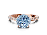 Rose gold Fancy Blue Round  Cut Diamond Ring with Pavé Band and Four-Prong Setting_27