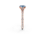 Rose gold Fancy Blue Round  Cut Diamond Ring with Pavé Band and Four-Prong Setting_28