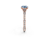 Rose gold Fancy Blue Round  Cut Diamond Ring with Pavé Band and Four-Prong Setting_29