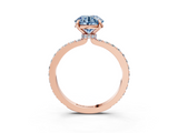 Rose gold Fancy Blue Round  Cut Diamond Ring with Pavé Band and Four-Prong Setting_30