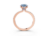 Rose gold Fancy Blue Round  Cut Diamond Ring with Pavé Band and Four-Prong Setting_31
