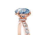 Rose gold Fancy Blue Round  Cut Diamond Ring with Pavé Band and Four-Prong Setting_32