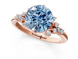 Rose gold Fancy Blue Round Cut Diamond Ring with Side Stones and Four-Prong Setting_79