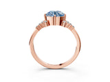 Rose gold Fancy Blue Round Cut Diamond Ring with Side Stones and Four-Prong Setting_81