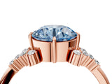 Rose gold Fancy Blue Round Cut Diamond Ring with Side Stones and Four-Prong Setting_82