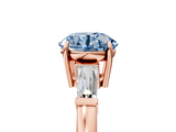 Rose gold Fancy Blue Round  Cut Diamond Ring with Tapered Baguette Side Stones in Four-Prong Setting_8
