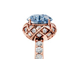 Rose gold Fancy Blue Round Cut Diamond Scalloped Halo Engagement Ring with Round Shared Prong Band_17