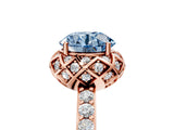 Rose gold Fancy Blue Round Cut Diamond Scalloped Halo Engagement Ring with Round Shared Prong Band_29