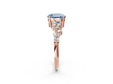 Rose gold Fancy Blue Round Cut Diamond Scattered Round Accent Ring with Prong Setting_14