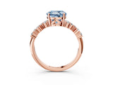 Rose gold Fancy Blue Round Cut Diamond Scattered Round Accent Ring with Prong Setting_15
