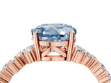 Rose gold Fancy Blue Round Cut Diamond Scattered Round Accent Ring with Prong Setting_16