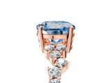 Rose gold Fancy Blue Round Cut Diamond Scattered Round Accent Ring with Prong Setting_17