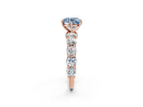 Rose gold Fancy Blue Round Cut Diamond Side Stone Engagement Ring with Four-Prong Setting_38