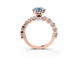 Rose gold Fancy Blue Round Cut Diamond Side Stone Engagement Ring with Four-Prong Setting_39