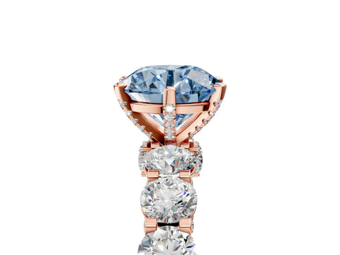 Rose gold Fancy Blue Round Cut Diamond Side Stone Engagement Ring with Four-Prong Setting_41