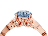 Rose gold Fancy Blue Round Cut Diamond Solitaire Celtic Knot Ring with Four-Prong Setting_62