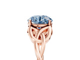 Rose gold Fancy Blue Round Cut Diamond Solitaire Celtic Knot Ring with Four-Prong Setting_63