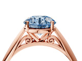 Rose gold Fancy Blue Round Cut Diamond Solitaire Engagement Ring with Cathedral Setting and Four-Prong Mount_28