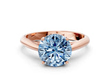 Rose gold Fancy Blue Round Cut Diamond Solitaire Engagement Ring with Cathedral Setting and Four-Prong Mount_36
