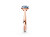 Rose gold Fancy Blue Round Cut Diamond Solitaire Engagement Ring with Cathedral Setting and Four-Prong Mount_38