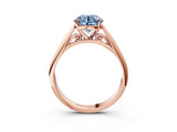 Rose gold Fancy Blue Round Cut Diamond Solitaire Engagement Ring with Cathedral Setting and Four-Prong Mount_39