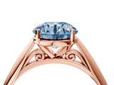 Rose gold Fancy Blue Round Cut Diamond Solitaire Engagement Ring with Cathedral Setting and Four-Prong Mount_40