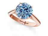Rose gold Fancy Blue Round Cut Diamond Solitaire Engagement Ring with Cathedral Setting and Four-Prong Mount_85