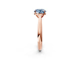 Rose gold Fancy Blue Round Cut Diamond Solitaire Engagement Ring with Cathedral Setting and Four-Prong Mount_86