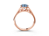 Rose gold Fancy Blue Round Cut Diamond Solitaire Engagement Ring with Cathedral Setting and Four-Prong Mount_87