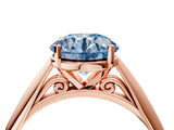 Rose gold Fancy Blue Round Cut Diamond Solitaire Engagement Ring with Cathedral Setting and Four-Prong Mount_88