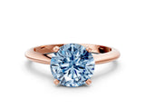 Rose gold Fancy Blue Round Cut Diamond Solitaire Engagement Ring with Classic Band and Four-Prong Setting_36