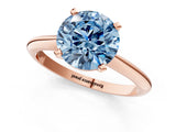 Rose gold Fancy Blue Round Cut Diamond Solitaire Engagement Ring with Classic Band and Four-Prong Setting_37