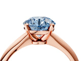 Rose gold Fancy Blue Round Cut Diamond Solitaire Engagement Ring with Classic Band and Four-Prong Setting_40