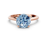 Rose gold Fancy Blue Round Cut Diamond Solitaire Engagement Ring with Classic Band and Four-Prong Setting_88