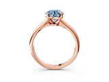 Rose gold Fancy Blue Round Cut Diamond Solitaire Engagement Ring with Classic Band and Four-Prong Setting_91